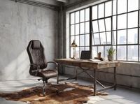 FineBuy Bürostuhl MONTEREY Echtleder Chefsessel Schreibtischstuhl Drehstuhl – Ansicht 2