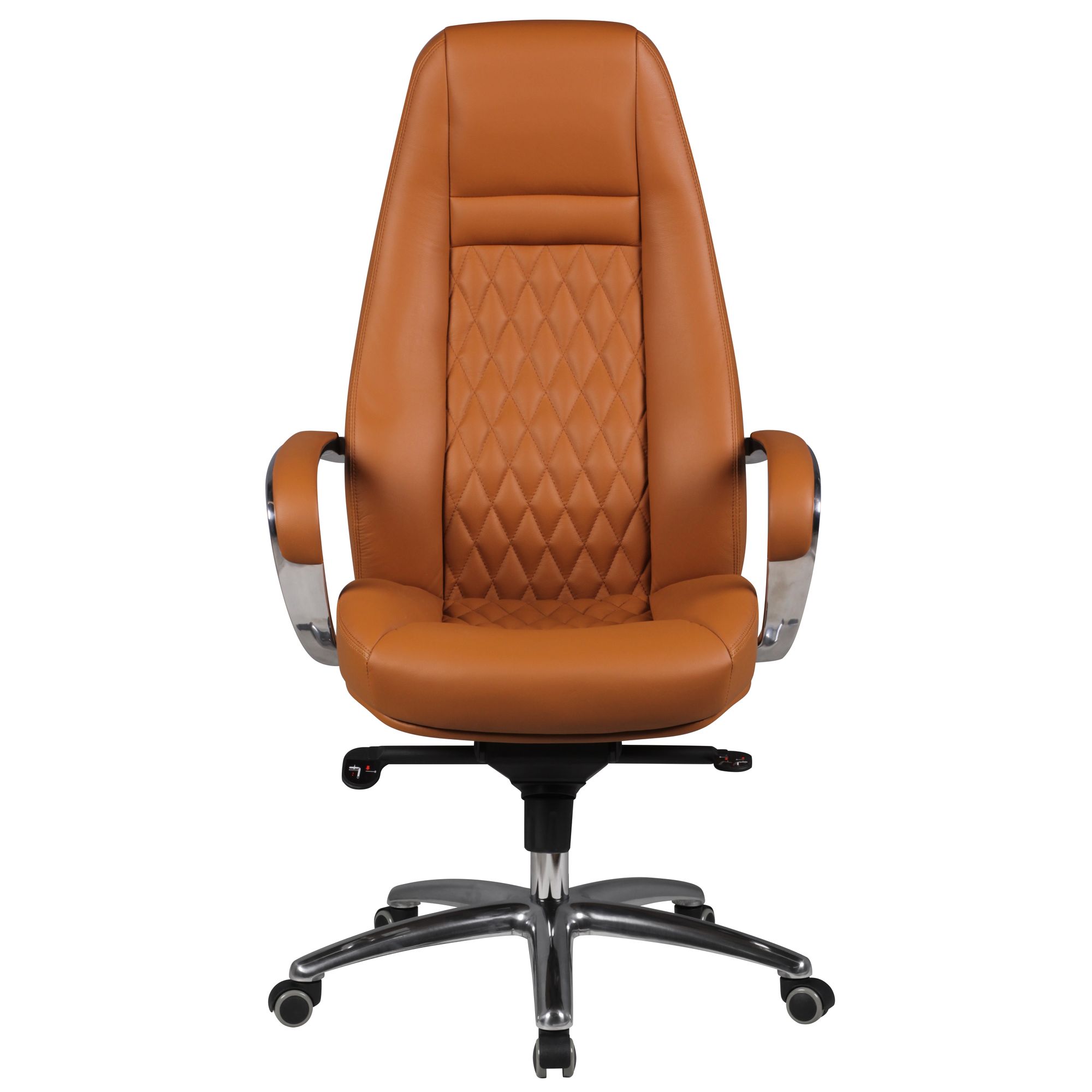 FineBuy AUSTIN Bürostuhl Echtleder Schreibtischstuhl ergonomisch Chefsessel edel Drehstuhl höhenverstellbar | Farbe: Caramel