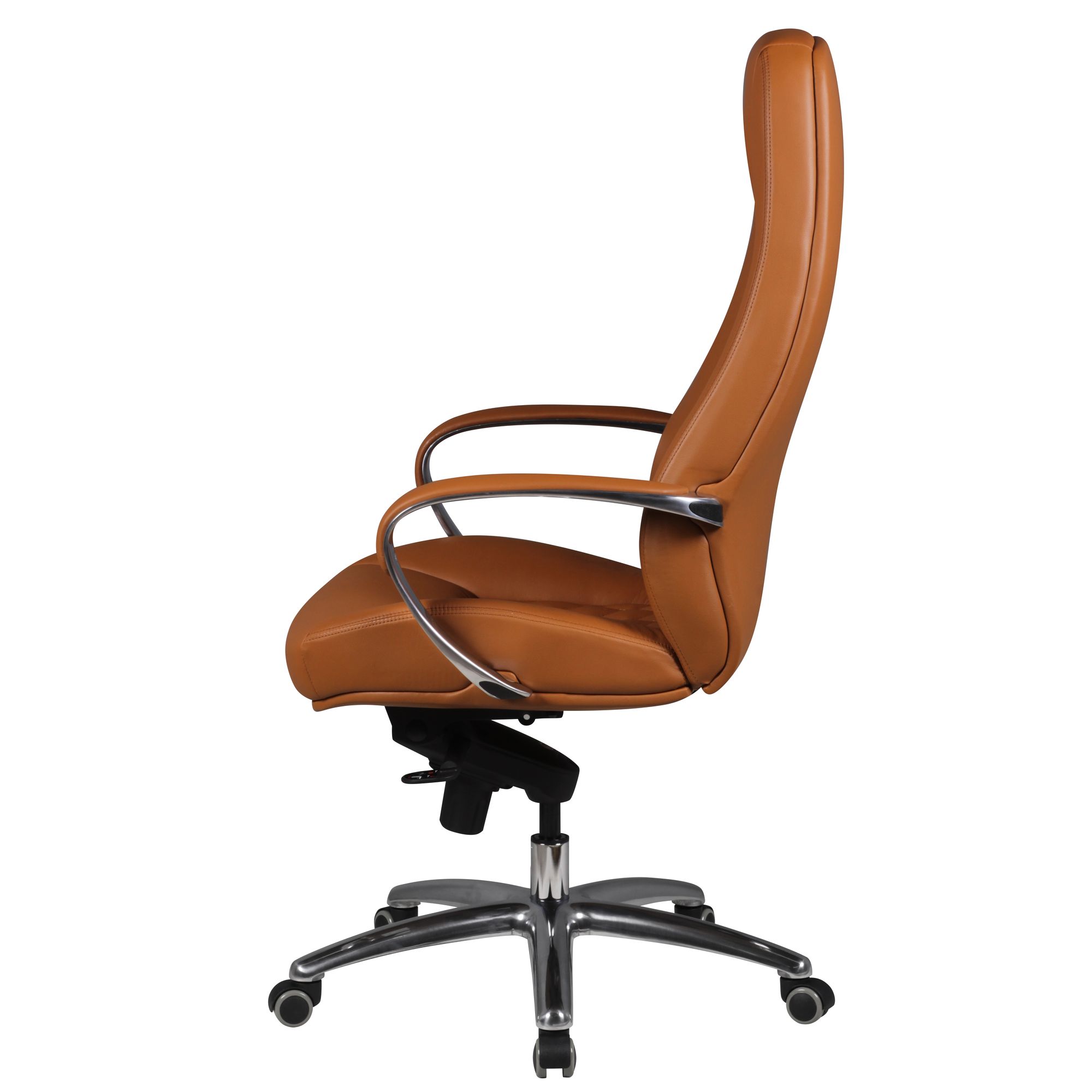 FineBuy AUSTIN Bürostuhl Echtleder Schreibtischstuhl ergonomisch Chefsessel edel Drehstuhl höhenverstellbar | Farbe: Caramel