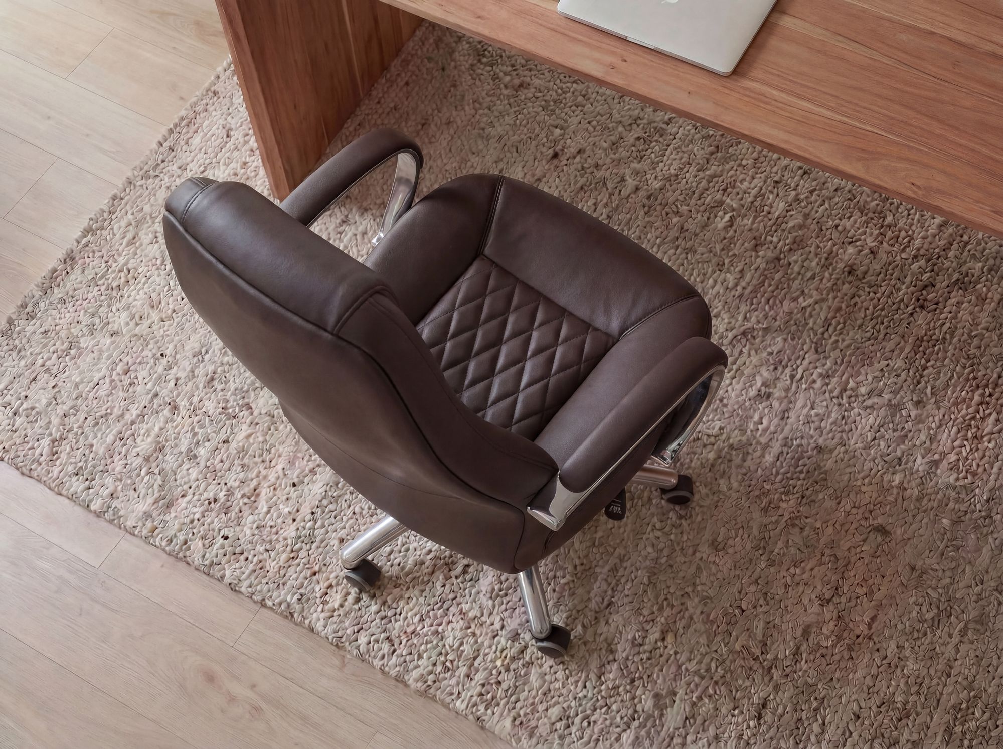 FineBuy Bürostuhl Echtleder Schreibtischstuhl ergonomisch Chefsessel Drehstuhl – Ansicht 5