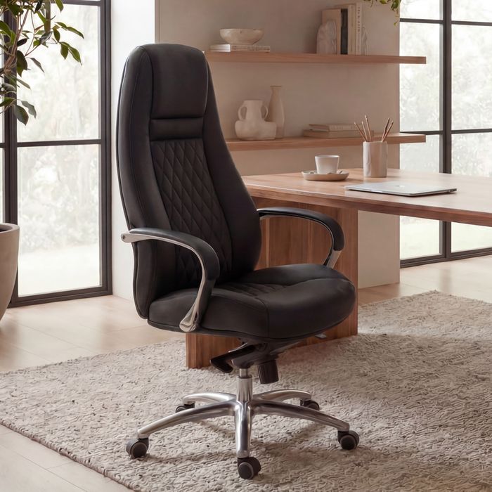 FineBuy Bürostuhl Echtleder Schreibtischstuhl ergonomisch Chefsessel Drehstuhl