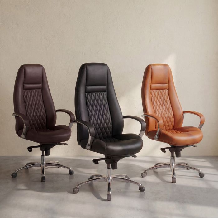 SV42043 FineBuy AUSTIN Bürostuhl Echtleder Schreibtischstuhl ergonomisch Chefsessel edel Drehstuhl höhenverstellbar