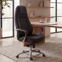 FineBuy Bürostuhl Echtleder Schreibtischstuhl ergonomisch Chefsessel Drehstuhl – Ansicht 1