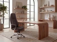 FineBuy Bürostuhl Echtleder Schreibtischstuhl ergonomisch Chefsessel Drehstuhl – Ansicht 2