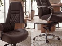 FineBuy Bürostuhl Echtleder Schreibtischstuhl ergonomisch Chefsessel Drehstuhl – Ansicht 4