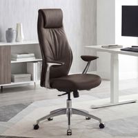 FineBuy Bürostuhl Echt-Leder Schreibtischstuhl Chefsessel Drehstuhl 120KG – Ansicht 1