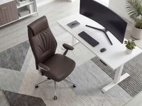 FineBuy Bürostuhl Echt-Leder Schreibtischstuhl Chefsessel Drehstuhl 120KG – Ansicht 4