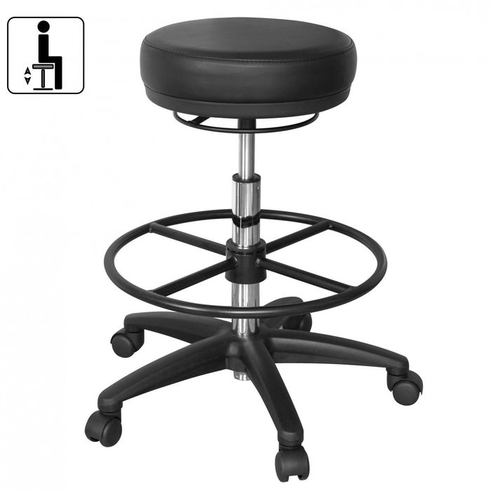 FineBuy Arbeitshocker ROLAND Schwarz Rund Sitzhocker Rollen gebremst Arbeitsstuhl 120KG Hocker höhenverstellbar 4250950244962