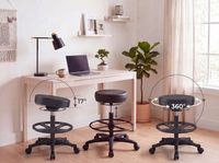 Arbeitsstuhl Rollhocker ohne Lehne Höhenverstellbar Drehhocker Hocker Stehhilfe – Ansicht 4