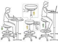 Arbeitsstuhl Rollhocker ohne Lehne Höhenverstellbar Drehhocker Hocker Stehhilfe – Ansicht 5