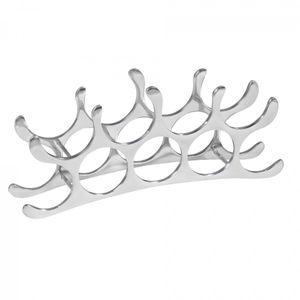 FineBuy Design Aluminium Weinregal 9 Flaschen in Silber 55x20x12 cm, Flaschenregal Wein Zubehör Edel modern, Metall Deko Weinflaschen Halter Schmal Küche Regal, Alu Flaschenständer liegend 4250950246133