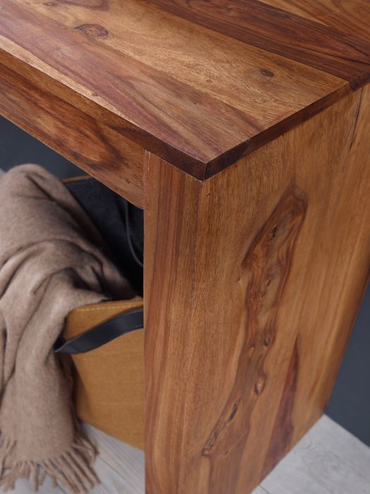 FineBuy Konsolentisch Massivholz Konsole Schreibtisch 115x40x75 cm Flurtisch – Maßzeichnung
