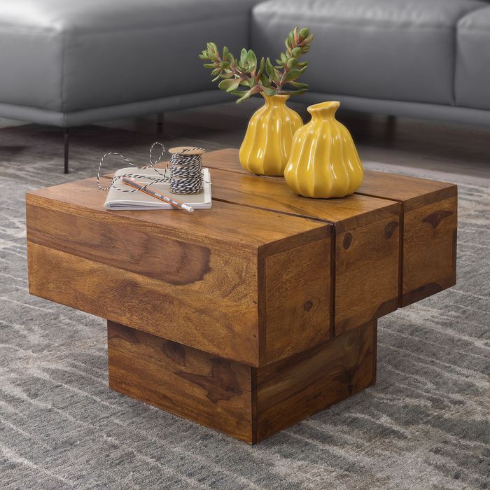 FineBuy Beistelltisch Massivholz Wohnzimmertisch Ø 44cm Couchtisch Landhaus-Stil