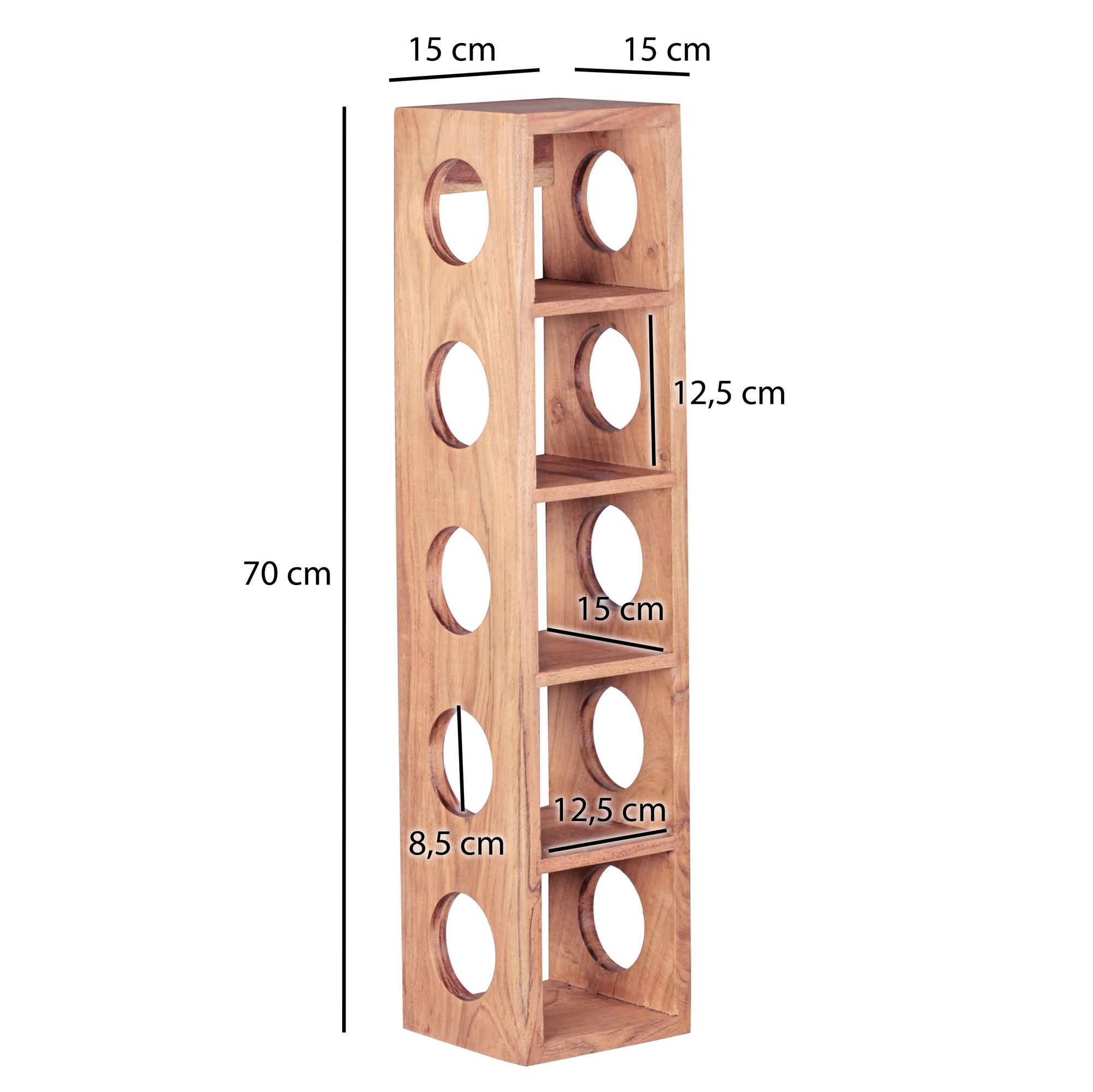 FineBuy Weinregal Massiv-Holz Flaschen-Regal Design Wandmontage für 5 Flaschen Holzregal modern mit Ablage 70 cm | Farbe: Beige
