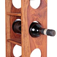 FineBuy Weinregal Massiv-Holz Regal Wandmontage für 5 Flaschen 70 cm Holzregal – Ansicht 4