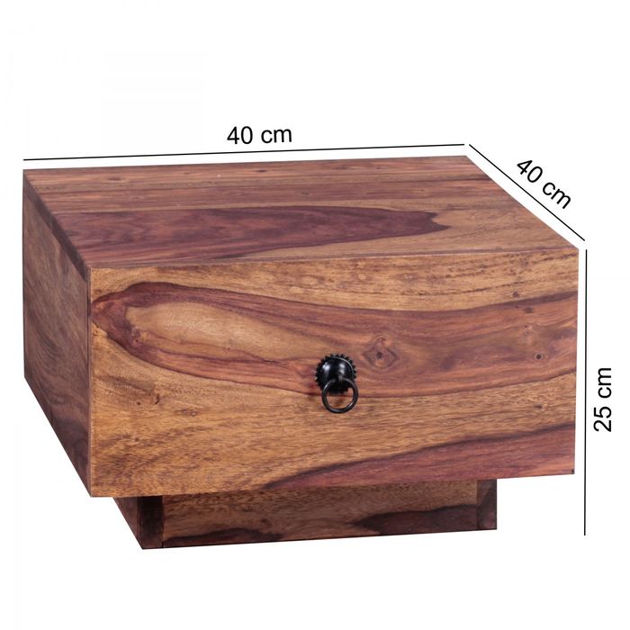 FineBuy Design Nachttisch Massiv-Holz 40x40x25 cm, Moderne Nacht-Kommode mit Schublade, Nachtschrank Natur-Holz Nachtkonsole 5802