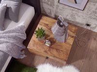 Nachttisch Sheesham Massivholz niedrig Nachtkästchen mit Schublade Nachtkonsole – Ansicht 5