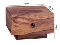 Nachttisch Sheesham Massivholz niedrig Nachtkästchen mit Schublade Nachtkonsole – Ansicht 3
