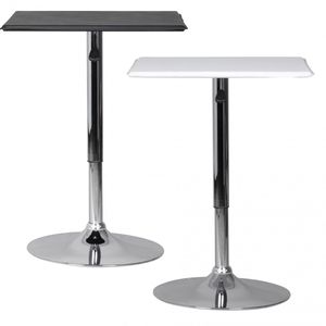 FineBuy Stehtisch Bistrotisch Kunstleder höhen-verstellbar quadratisch, Design Bartisch Chrom robust eckig, Stehtisch Messetisch modern, Partytisch drehbar 5836