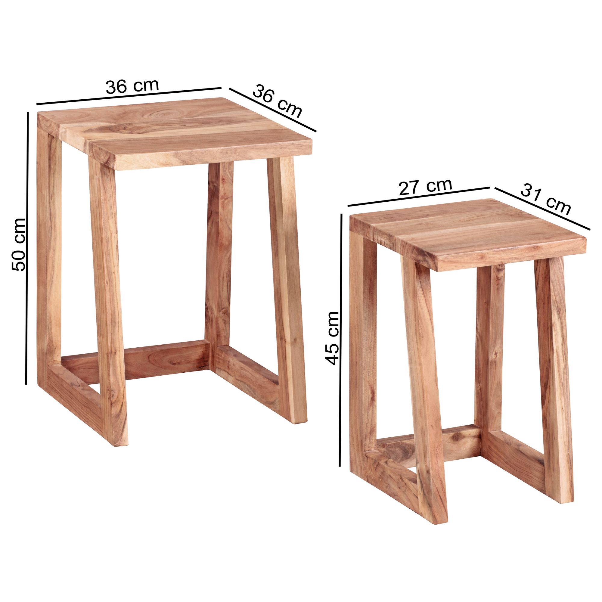 FineBuy 2er Set Beistelltisch Massivholz Design Wohnzimmer-Tisch eckig Nachttisch Satztisch Landhaus-Stil Naturprodukt | Farbe: Braun FineBuy 2er Set Beistelltisch Massivholz Design Wohnzimmer-Tisch eckig Nachttisch Satztisch Landhaus-Stil Naturprodukt | Farbe: Braun
