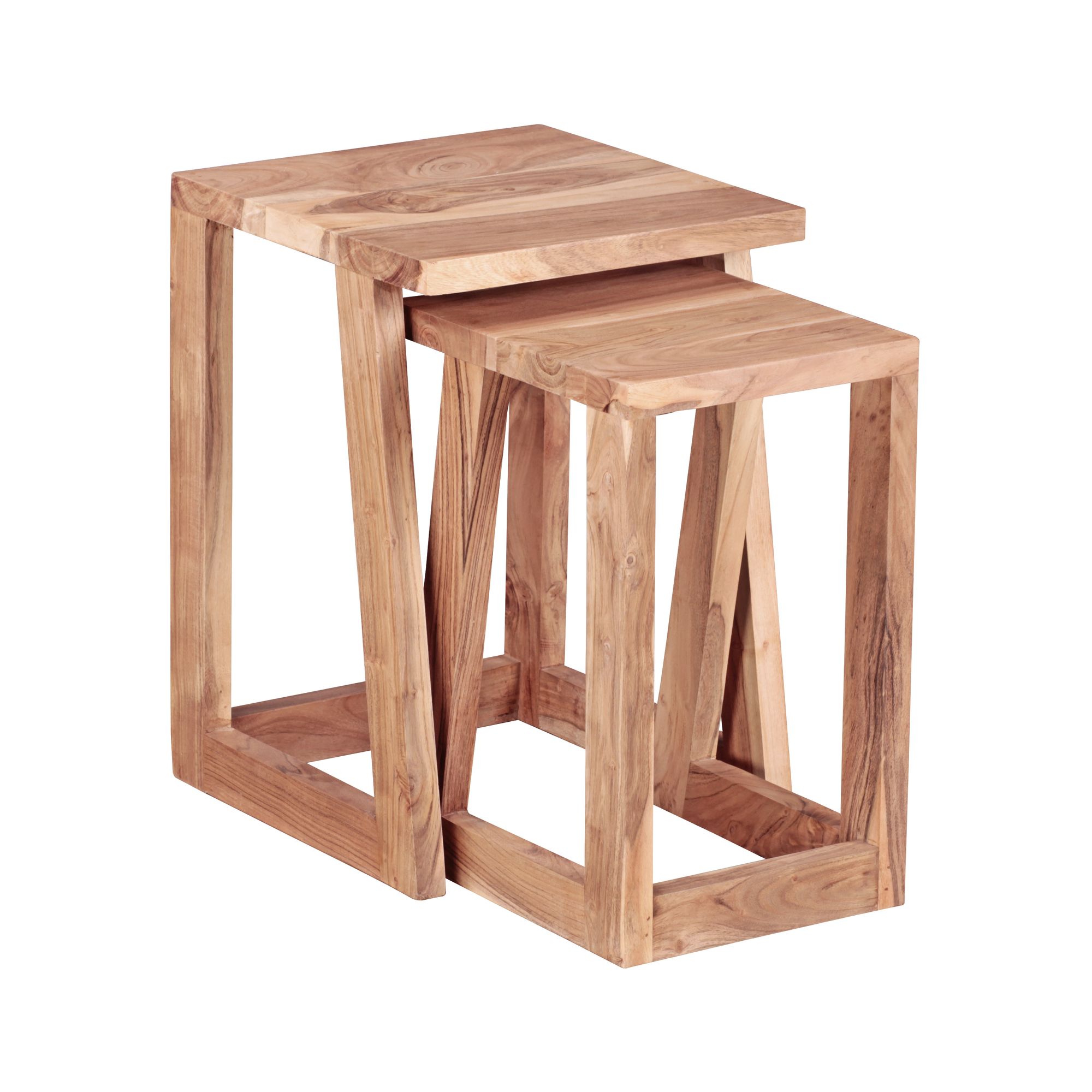 FineBuy 2er Set Beistelltisch Massivholz Design Wohnzimmer-Tisch eckig Nachttisch Satztisch Landhaus-Stil Naturprodukt | Farbe: Braun FineBuy 2er Set Beistelltisch Massivholz Design Wohnzimmer-Tisch eckig Nachttisch Satztisch Landhaus-Stil Naturprodukt | Farbe: Braun