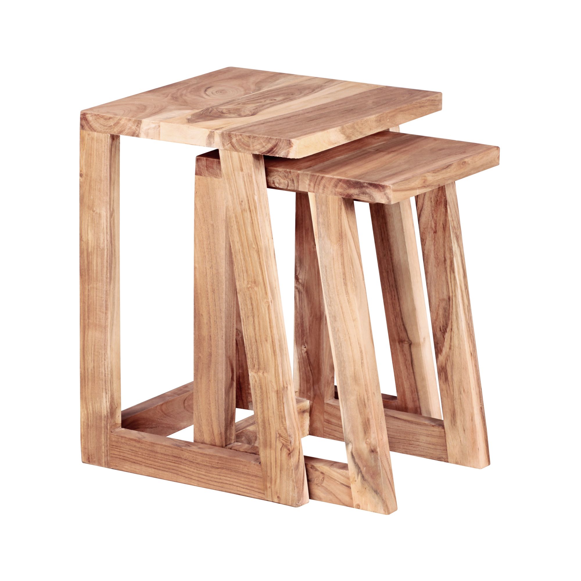 FineBuy 2er Set Beistelltisch Massivholz Design Wohnzimmer-Tisch eckig Nachttisch Satztisch Landhaus-Stil Naturprodukt | Farbe: Braun FineBuy 2er Set Beistelltisch Massivholz Design Wohnzimmer-Tisch eckig Nachttisch Satztisch Landhaus-Stil Naturprodukt | Farbe: Braun