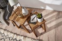 FineBuy 2er Set Beistelltisch Massivholz Wohnzimmer-Tisch Nachttisch Satztisch – Ansicht 4