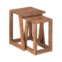FineBuy 2er Set Beistelltisch Massivholz Wohnzimmer-Tisch Nachttisch Satztisch – Ansicht 6