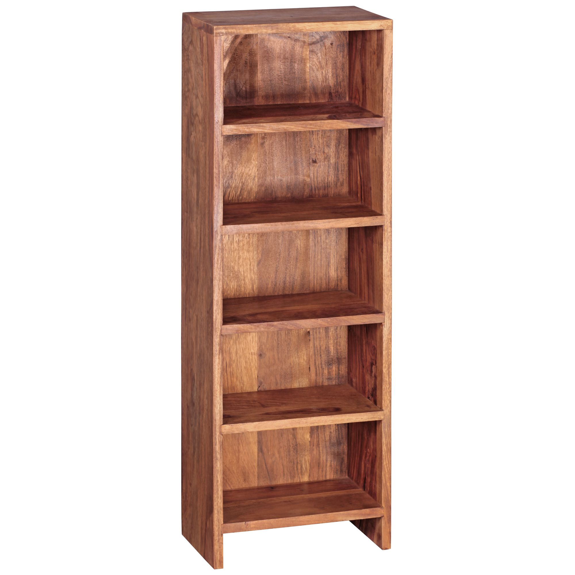 FineBuy CD Regal Massivholz Standregal 90 cm hoch CD-Aufbewahrung 5 Fächer Bücherregal Natur Landhaus-Stil | Farbe: Gelb