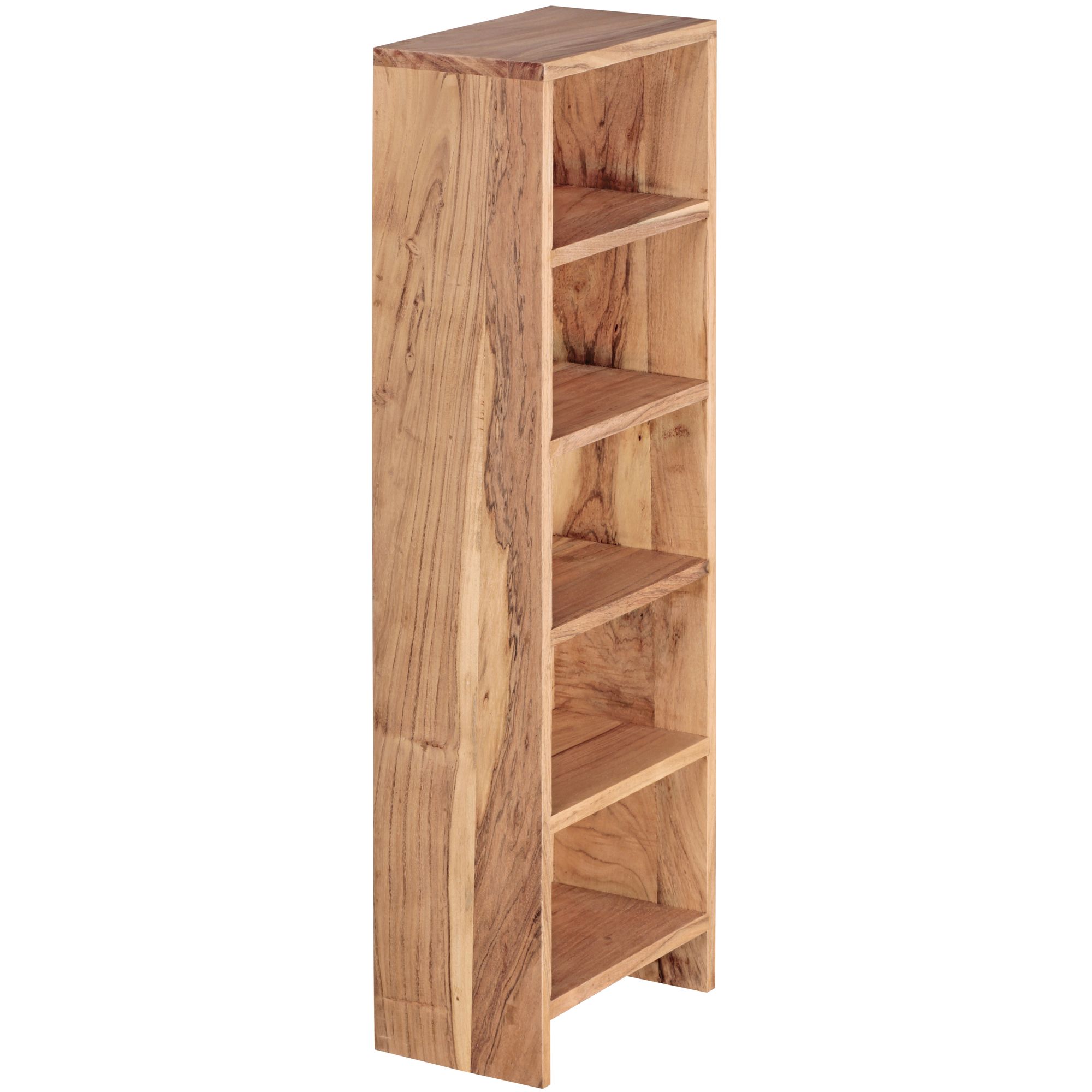 FineBuy CD Regal Massivholz Standregal 90 cm hoch CD-Aufbewahrung 5 Fächer Bücherregal Natur Landhaus-Stil | Farbe: Gelb