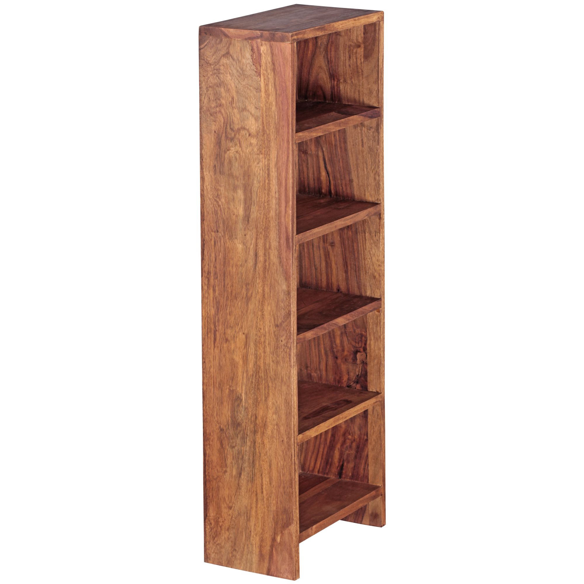 FineBuy CD Regal Massivholz Standregal 90 cm hoch CD-Aufbewahrung 5 Fächer Bücherregal Natur Landhaus-Stil | Farbe: Gelb