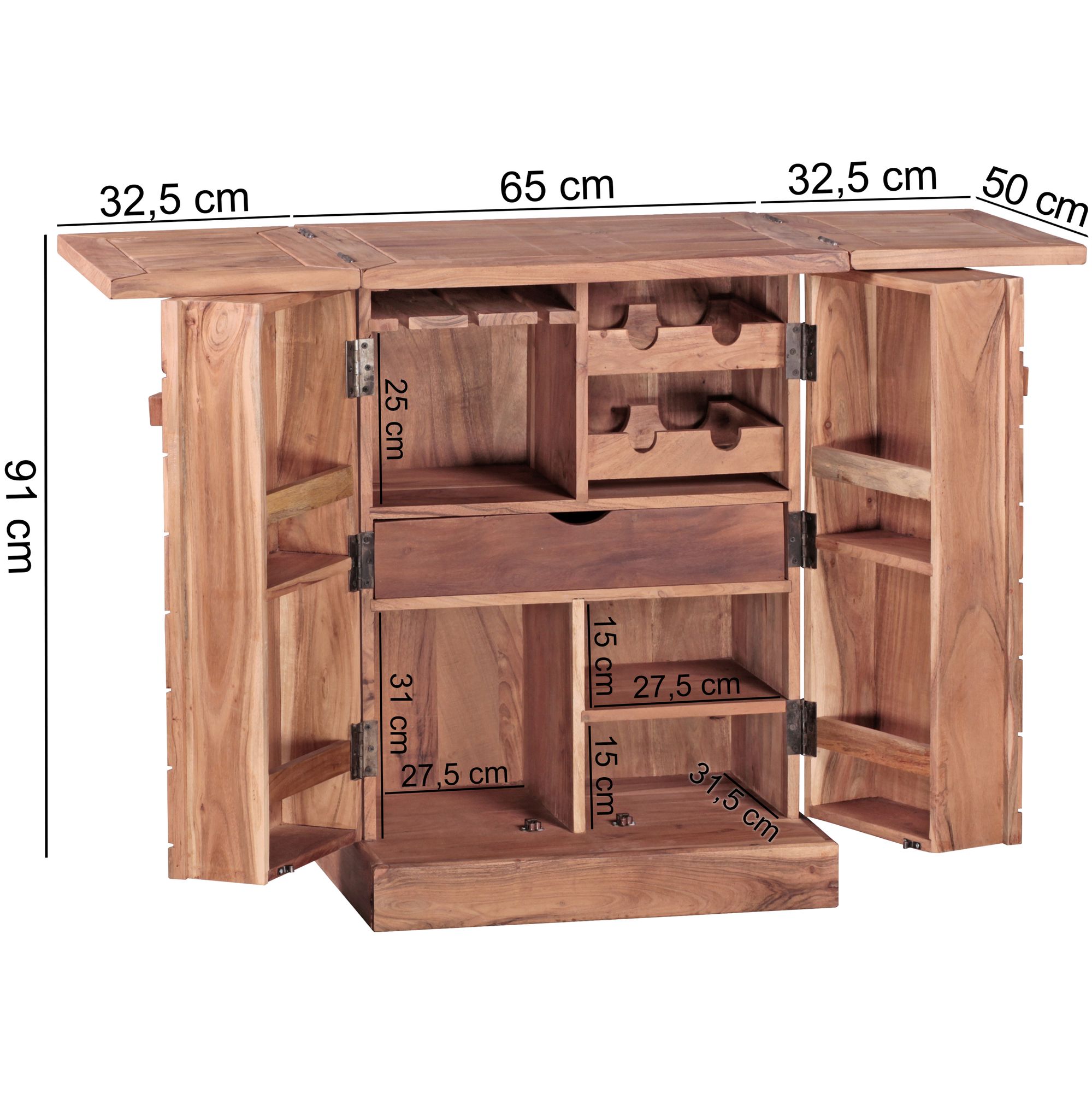FineBuy Hausbar Massivholz Weinbar Weinschrank Kleiner Barschrank Alkoholschrank – Ansicht 2