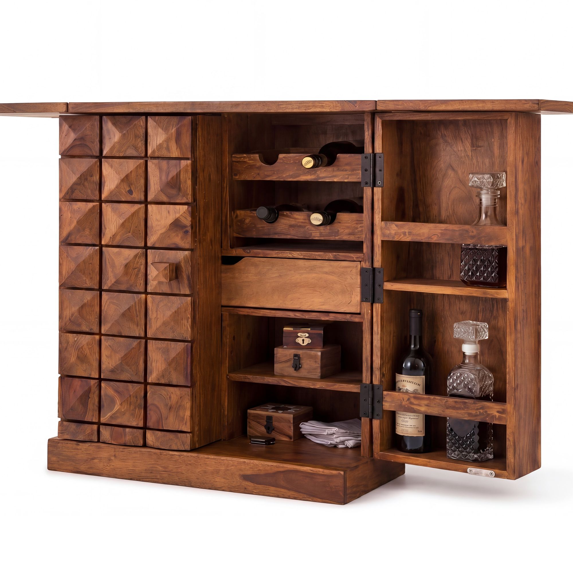 FineBuy Hausbar Massivholz Weinbar Weinschrank Kleiner Barschrank Alkoholschrank – Ansicht 6