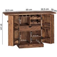 FineBuy Hausbar Massivholz Weinbar Weinschrank Kleiner Barschrank Alkoholschrank – Ansicht 2