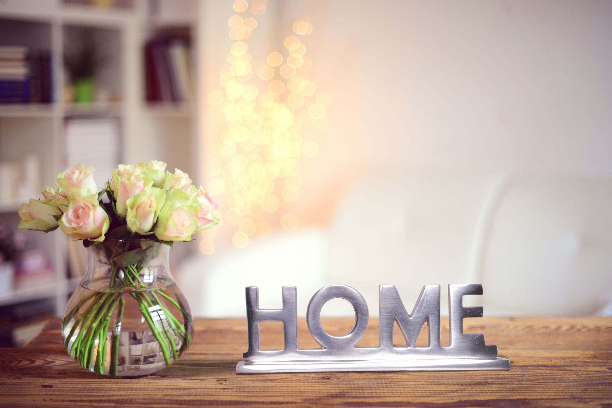 FineBuy Home Deko Schriftzug Design Wohnzimmer Ess-Tisch- Dekoration Wohnung Alu Aluminium Wohndeko Silber 22 cm | Farbe: Silber