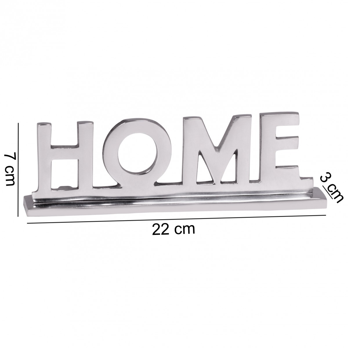FineBuy Home Deko Schriftzug Design Wohnzimmer Ess-Tisch- Dekoration Wohnung Alu Aluminium Wohndeko Silber 22 cm | Farbe: Silber