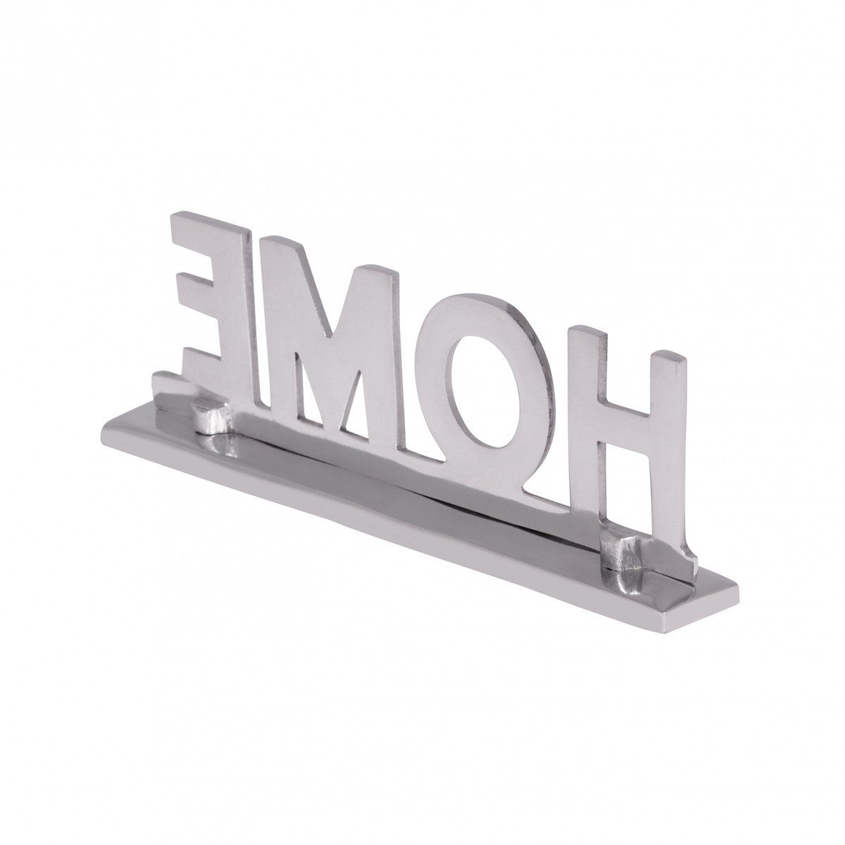 FineBuy Home Deko Schriftzug Design Wohnzimmer Ess-Tisch- Dekoration Wohnung Alu Aluminium Wohndeko Silber 22 cm | Farbe: Silber