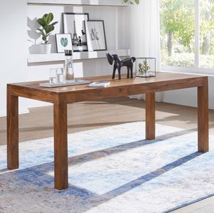 FineBuy Esstisch Massivholz Sheesham Esszimmer-Tisch Holztisch Design Küchentisch Landhaus-Stil braun Größe wählbar 6148