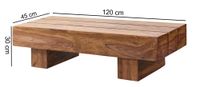 FineBuy Couchtisch rechteckig Massivholz 120 cm Block Design Wohnzimmertisch – Ansicht 2