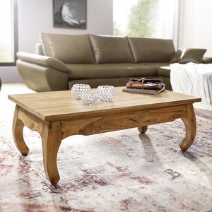 FineBuy Couchtisch Massiv-Holz 110 cm breit Wohnzimmer-Tisch Design dunkel-braun Landhaus-Stil Beistelltisch
