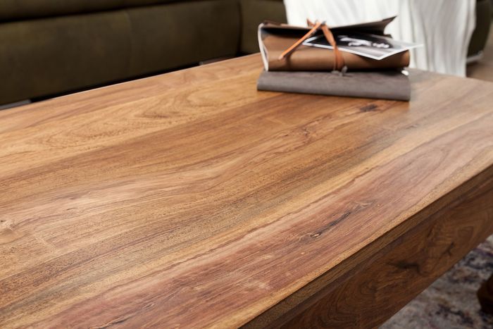 FineBuy Massiv-Holz Couchtisch Wohnzimmertisch Beistelltisch Landhaus Sofatisch – Maßzeichnung