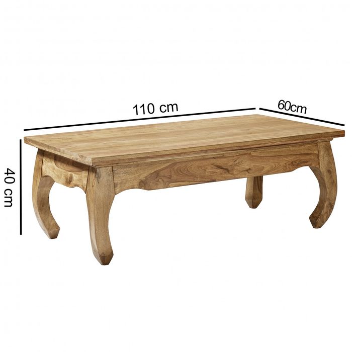 FineBuy Couchtisch Massiv-Holz 110 cm breit Wohnzimmer-Tisch Design dunkel-braun Landhaus-Stil Beistelltisch 6158
