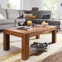 Couchtisch Massivholz 110cm · Rechteckiger Landhaus Wohnzimmertisch aus Echtholz – Ansicht 1