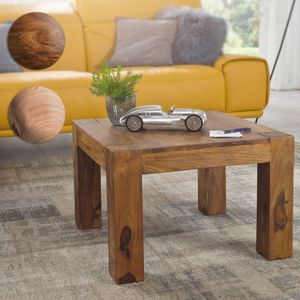 FineBuy Couchtisch 60 x 60 x 40 cm Holz Massiv, Massiver Wohnzimmertisch Quadratisch Braun, Beistelltisch Massivholz, Design Holztisch Wohnzimmer 6165
