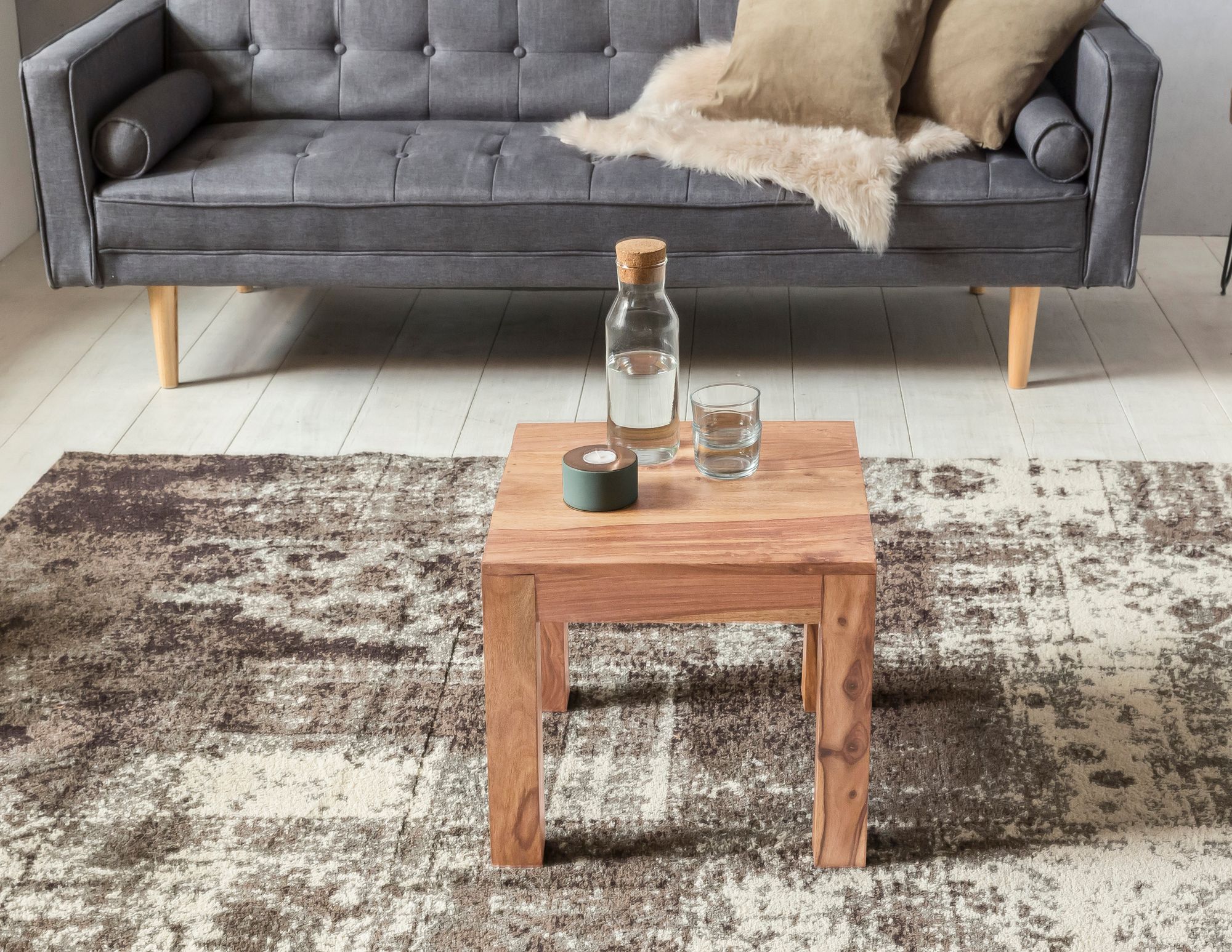 FineBuy Couchtisch Massiv-Holz 45 cm breit Wohnzimmer-Tisch Design Landhaus-Stil Beistelltisch natur Farbe wählbar | Farbe: Braun FineBuy Couchtisch Massiv-Holz 45 cm breit Wohnzimmer-Tisch Design Landhaus-Stil Beistelltisch natur Farbe wählbar | Farbe: Braun