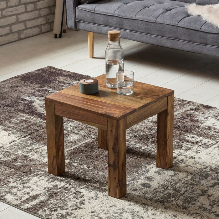 FineBuy Couchtisch Massiv-Holz 45cm Wohnzimmertisch Landhaus Beistelltisch natur
