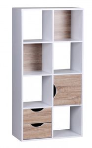 FineBuy Design Bücherregal MASSA Modern Holz Weiß mit Türen Sonoma Eiche Ablagefächer Standregal freistehend Größe wählbar
