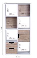 FineBuy Bücherregal Standregal Weiß freistehend Regal Sonoma Tür Schub Weiß Holz – Ansicht 1