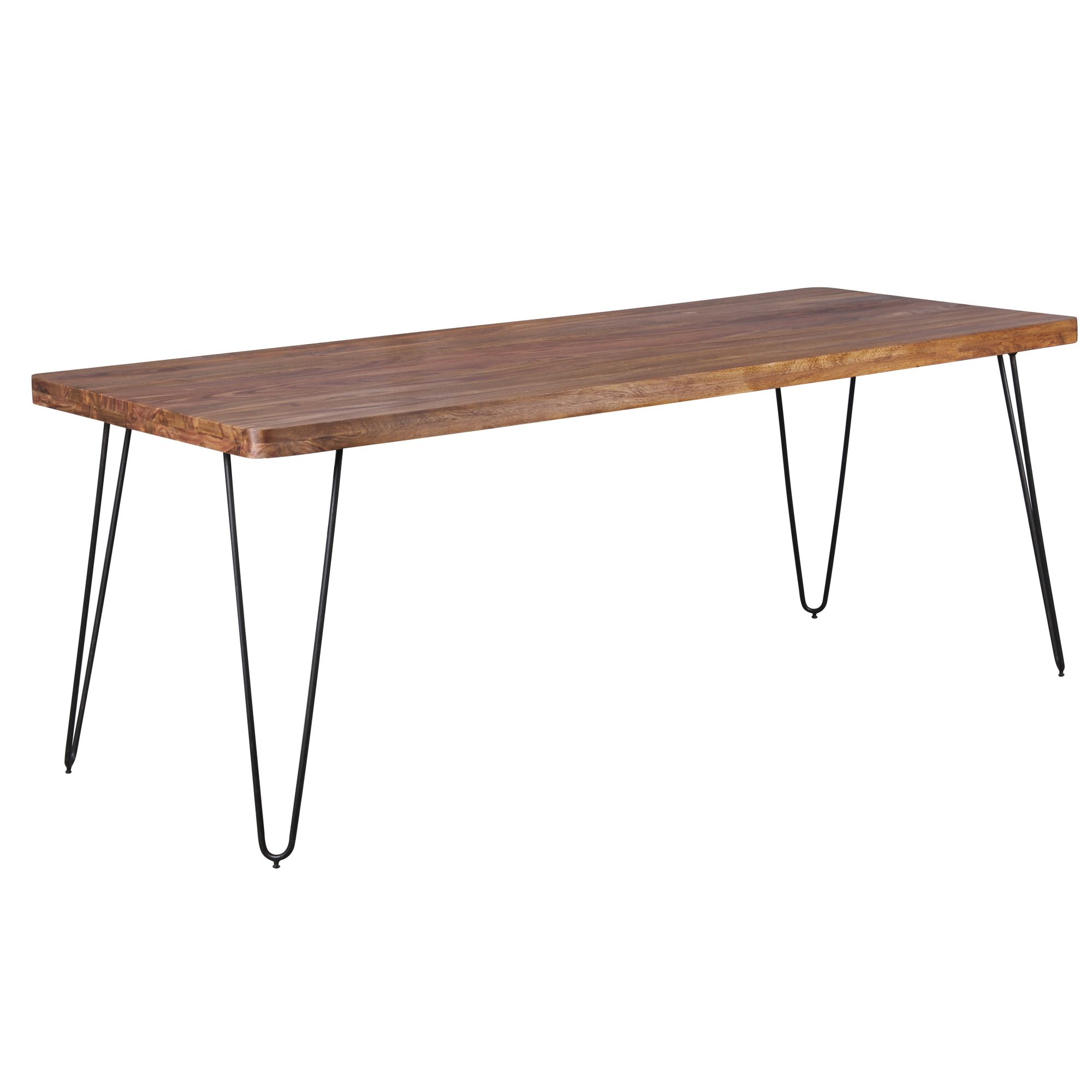 FineBuy Massiver Esstisch HARLEM Sheesham Massiv Holz, Esszimmertisch Massivholz mit Design Metall Beinen, Holztisch Tisch Esszimmer, Küchentisch | Farbe: Braun
