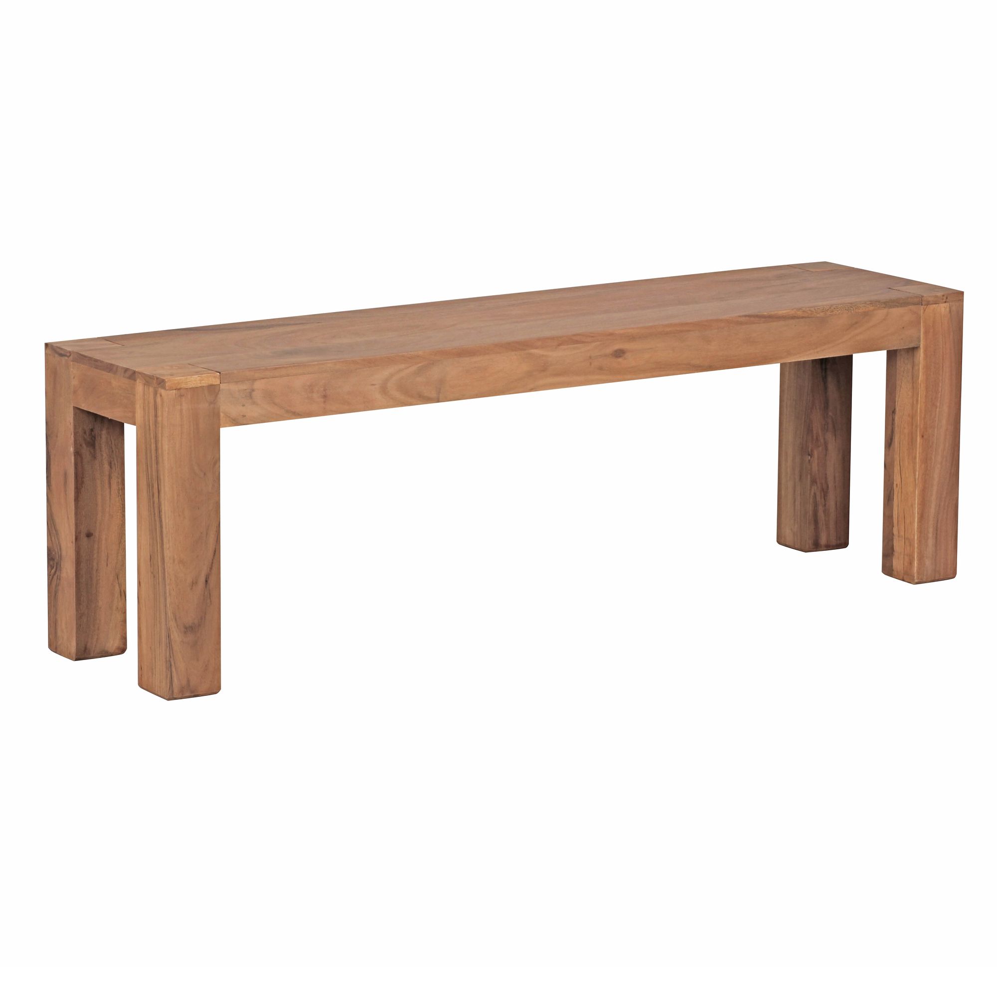 FineBuy Esszimmer Sitzbank Massiv-Holz Akazie Holz-Bank Natur-Produkt Küchenbank im Landhaus-Stil Größe wählbar | Farbe: Braun